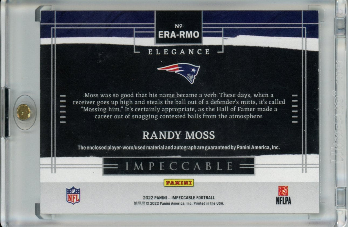2022 Panini Impeccable Randy Moss Patch Auto Emerald /2 Patriots
