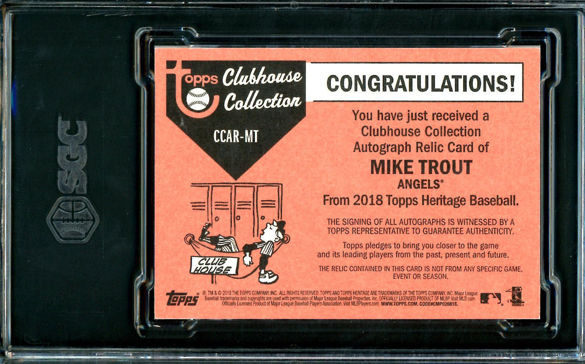 2018 Topps Heritage Mike Trout Clubhouse Collection Patch Auto /25 SGC 9.5/10 Angels