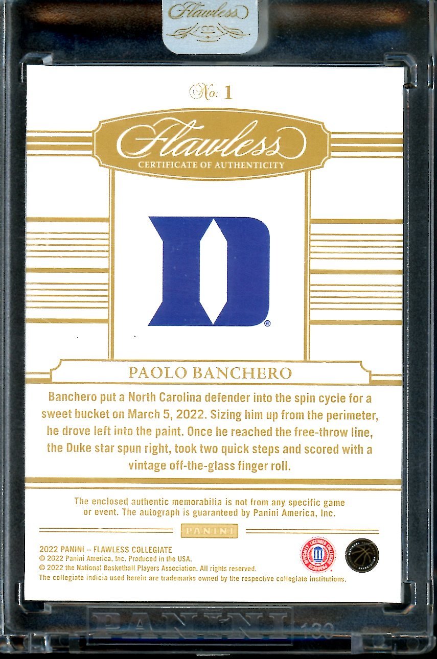 2022/23 Panini Flawless Collegiate Paolo Banchero Rookie RPA /25 Magic
