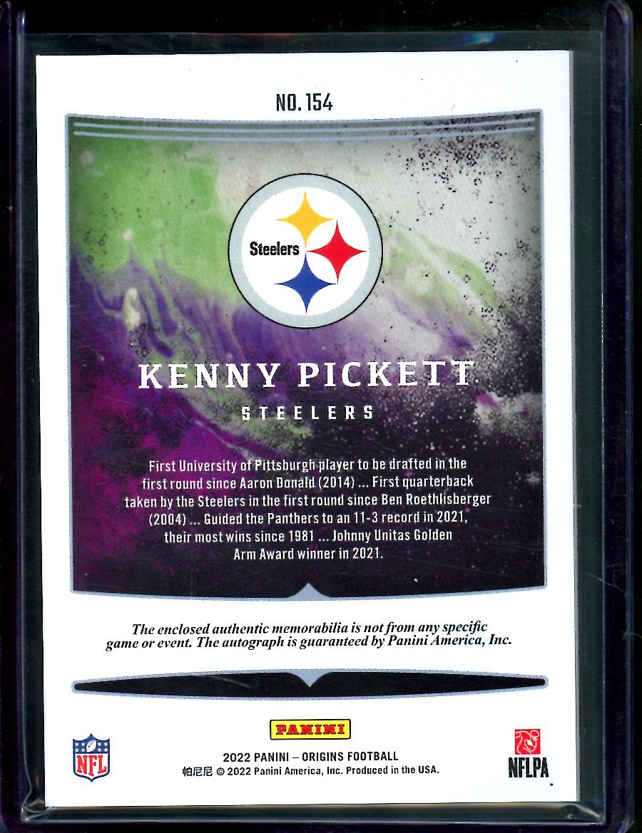 2022 Panini Origins Kenny Pickett Rookie RPA Red /99 Steelers