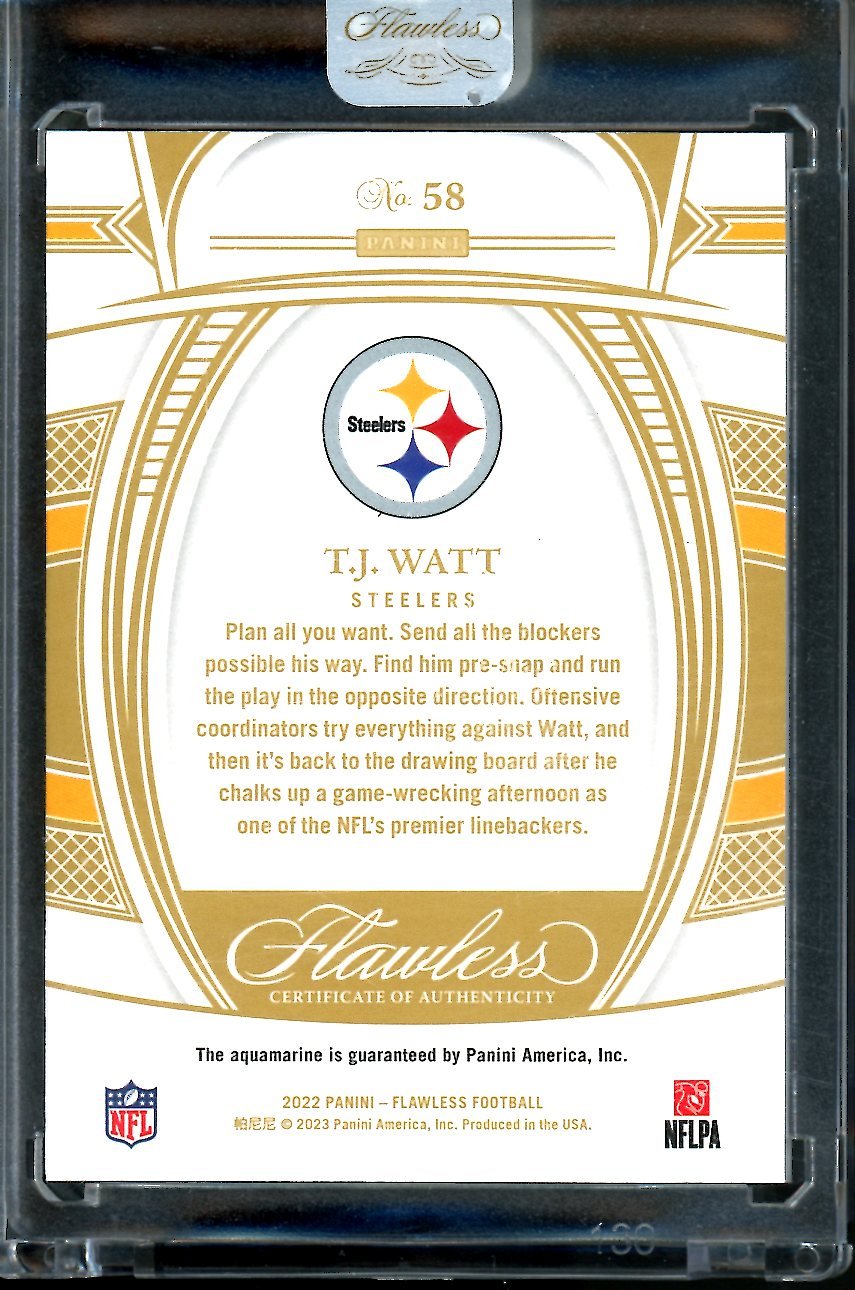 2022 Panini Flawless T.J. Watt Aquamarine FOTL /2 Steelers
