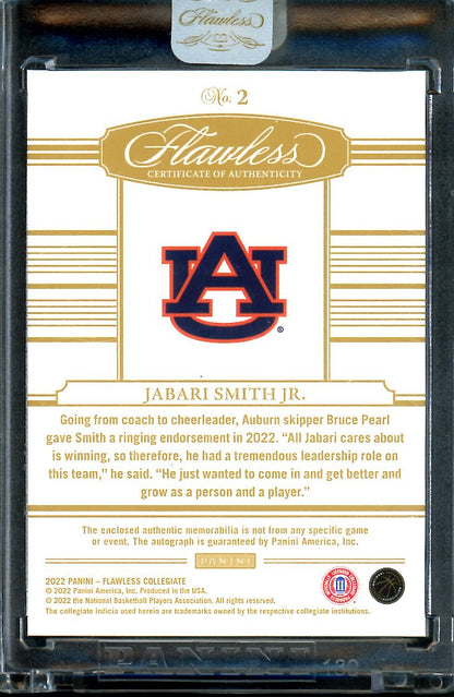 2022/23 Panini Flawless Collegiate Jabari Smith Jr. Rookie RPA 1/1 Aubrun Rockets