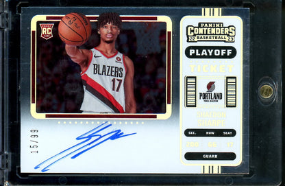 2022/23 Panini Contenders Shaedon Sharpe Rookie Playoff Ticket Auto Variation /99 Trailblazers