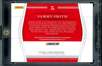 2022 Panini National Treasures Sammy Smith Rookie RPA /10 NASCAR