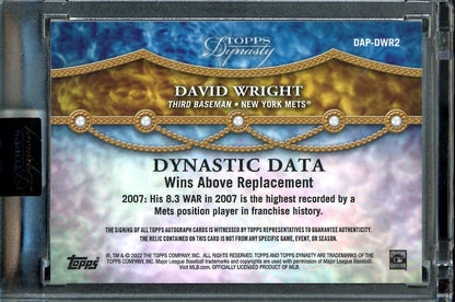 2022 Topps Dynasty David Wright Patch Auto /10 Mets