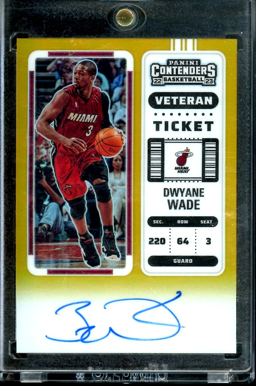 2022/23 Panini Contenders Dwayne Wade Veteran Ticket Auto Gold /10 Heat