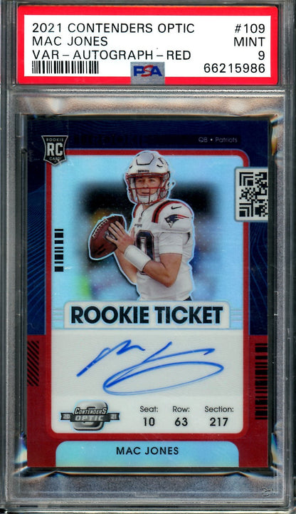 2021 Panini Contenders Mac Jones Rookie Ticket Variation Auto /49 PSA 9 Patriots