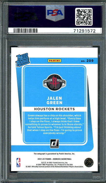 2021/22 Panini Donruss Jalen Green Rookie Auto Choice PSA 9/10 Rockets