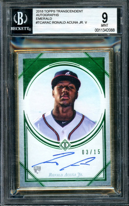 2018 Topps Transcendent Ronald Acuna Jr. Rookie Auto /15 BGS 9 Braves