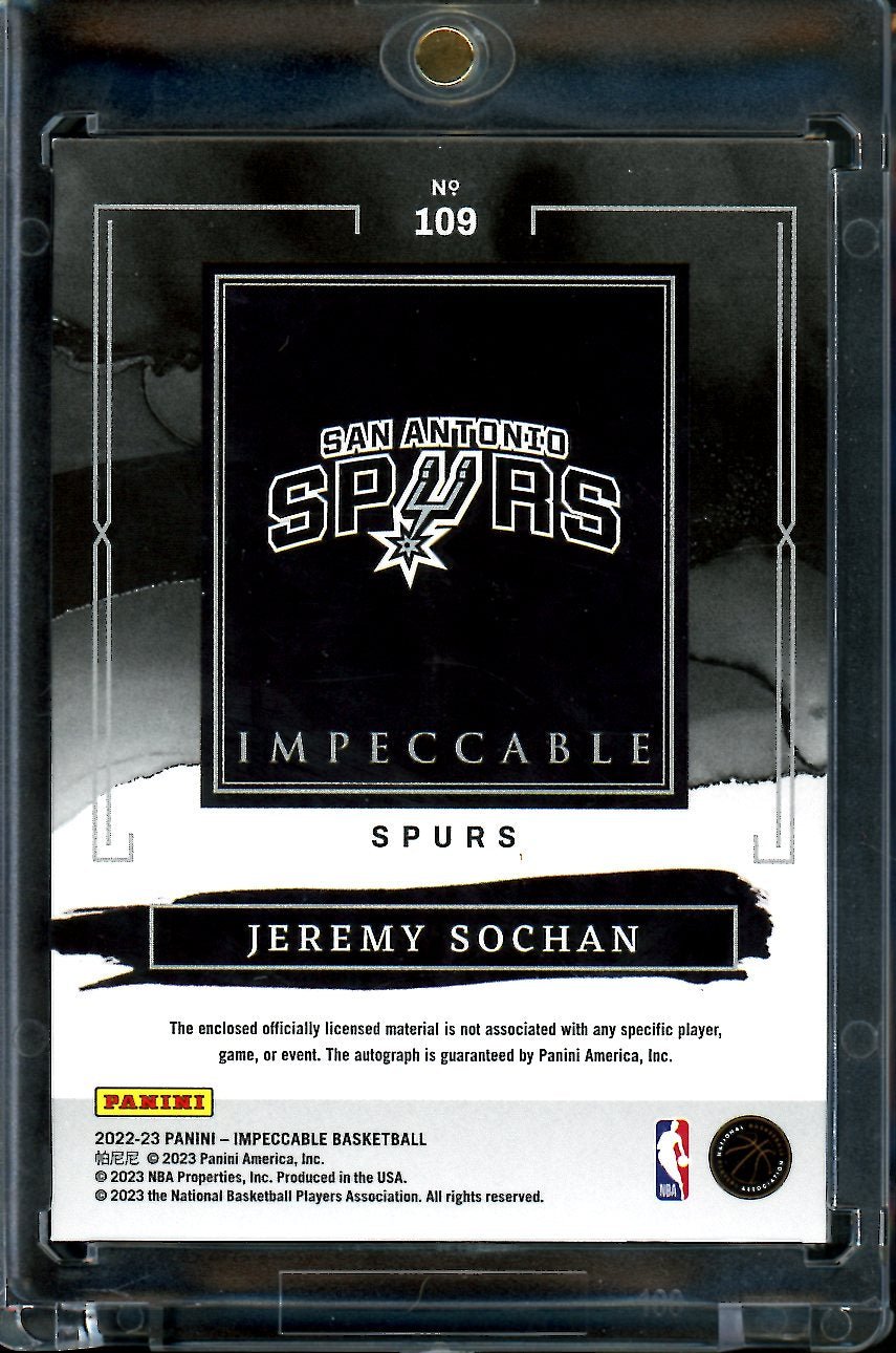 2022/23 Panini Impeccable Jeremy Sochan Rookie Elegance RPA /99 Spurs