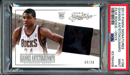 2013/14 Panini Signatures Giannis Antetokounmpo Rookie Film /20 PSA 9 Bucks