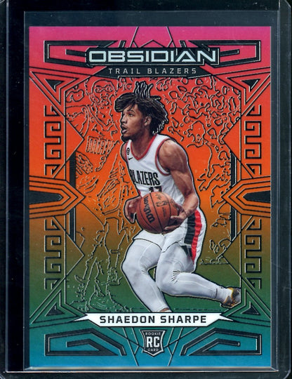 2022/23 Panini Obsidian Shaedon Sharpe Rookie Neon Etch Flood SSP Trailblazers