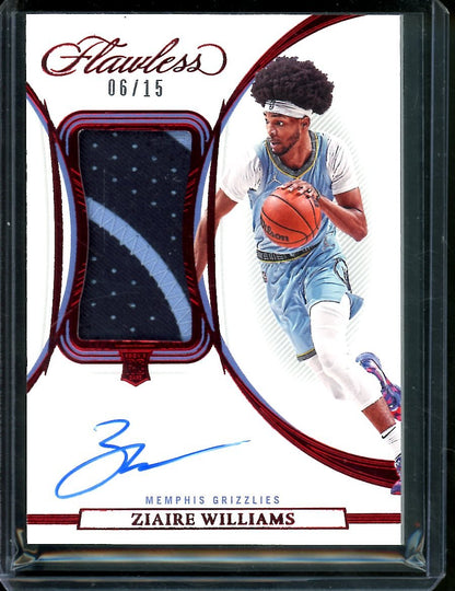 2021/22 Panini Flawless Ziare Williams Rookie Auto RPA /15 Grizzlies