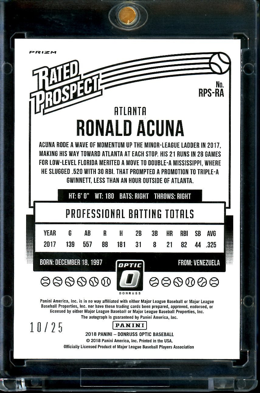2018 Panini Optic Ronald Acuna Jr. Rated Prospects Auto /25 Braves