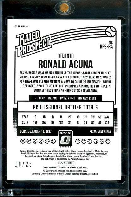 2018 Panini Optic Ronald Acuna Jr. Rated Prospects Auto /25 Braves
