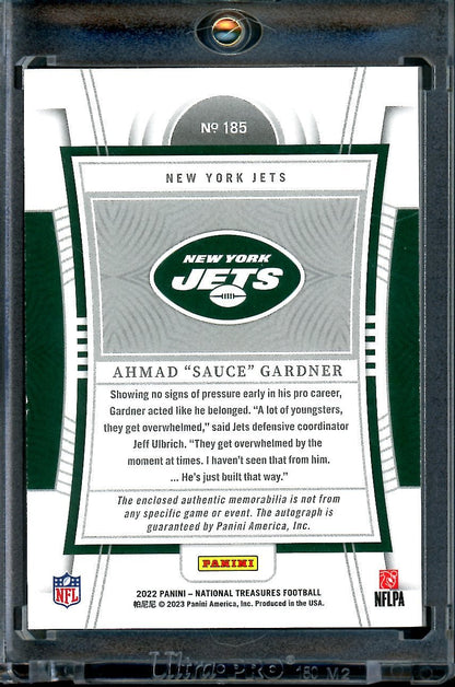 2022 Panini National Treasures Ahmad "Sauce" Gardner Rookie Stars & Stripes RPA /25 Jets