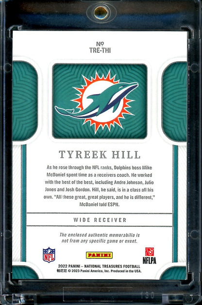 2022 Panini National Treasures Tyreek Hill Tremendous Treasures 1/1 Nike Patch Dolphins