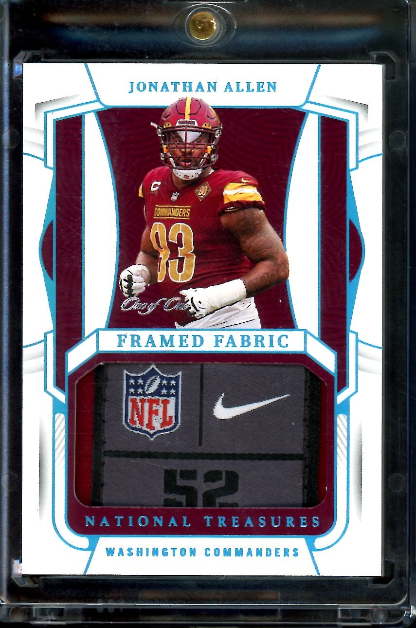 2022 Panini National Treasures Jonathan Allen Framed Fabric Laundry Tag 1/1 Commanders