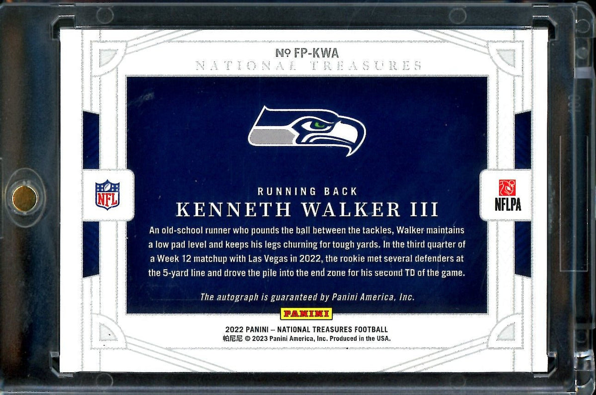 2022 Panini National Treasures Kenneth Walker III Rookie Field Pass Auto Gold /10 Seahawks