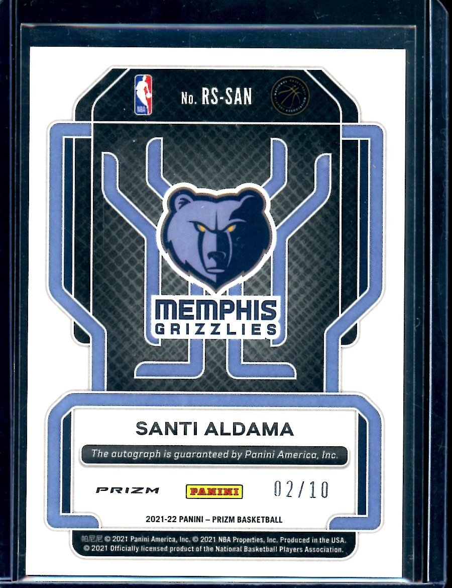 2021-22 Panini Prizm Santi Aldama Rookie Auto Gold /10 Grizzlies
