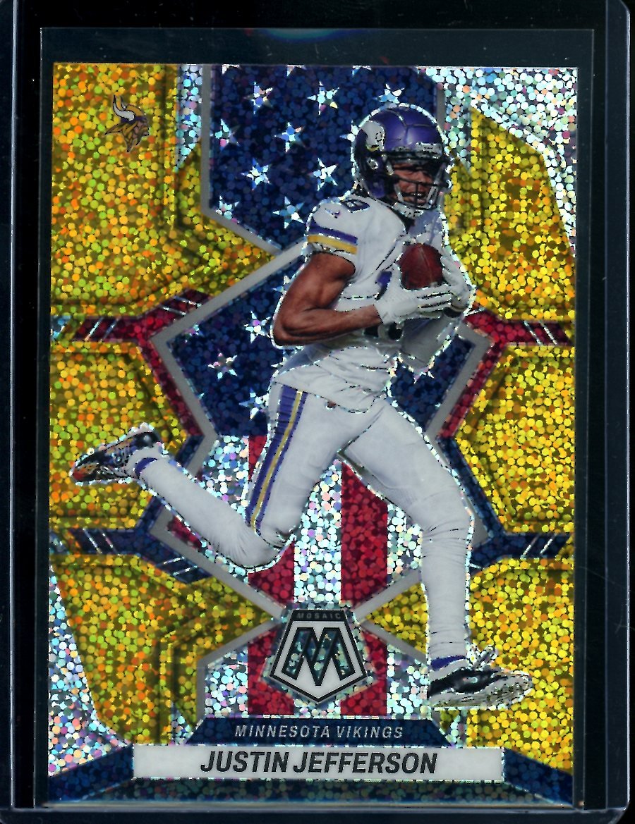 2022 Panini Mosaic Justin Jefferson Gold Speckle SSP Vikings