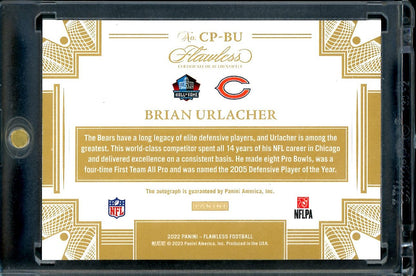 2022 Panini Flawless Brian Urlacher Hall of Fame Auto Gold /15 Bears