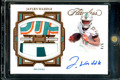 2022 Panini Flawless Jaylen Waddle Patch Auto Bronze /6 Dolphins