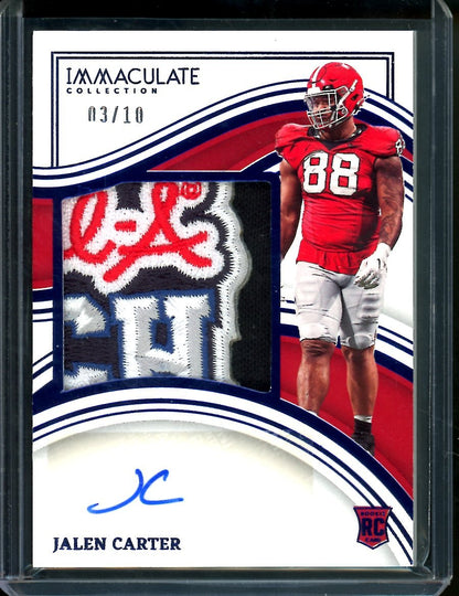 2023 Panini Immaculate Collegiate Jalen Carter Rookie RPA /10 Chic-Fil-A Patch Eagles