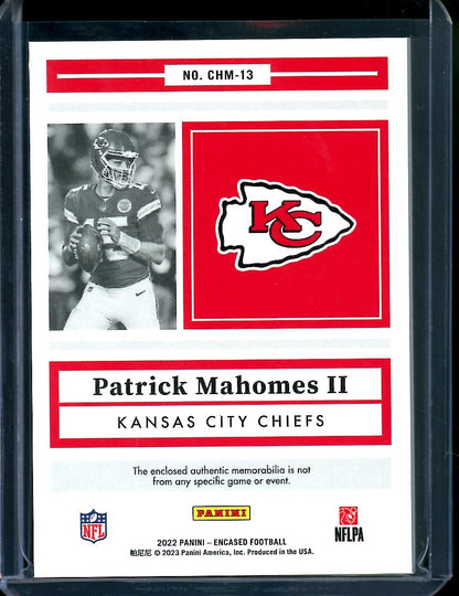 2022 Panini Encased Patrick Mahomes Choice Materials Patch Blue /50 Chiefs