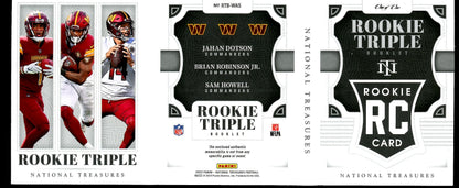 2022 Panini National Treasures Jahan Dotson/Brian Robinson Jr./Sam Howell Triple Nike Swoosh Patch Booklet 1/1 Commanders