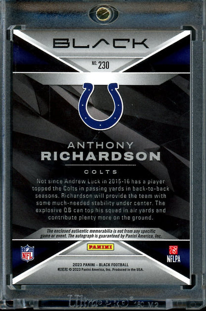 2023 Panini Black Anthony Richardson Rookie RPA /199 Colts