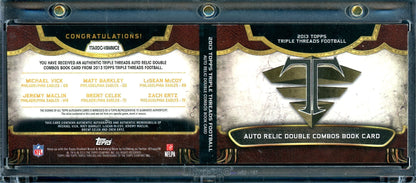 2013 Topps Triple Threads Michael Vick/Matt Barkley/LeSean McCoy/Jeremy Maclin/Brent Celek/Zach Ertz Auto Relic Double Combos Booklet /27 Eagles