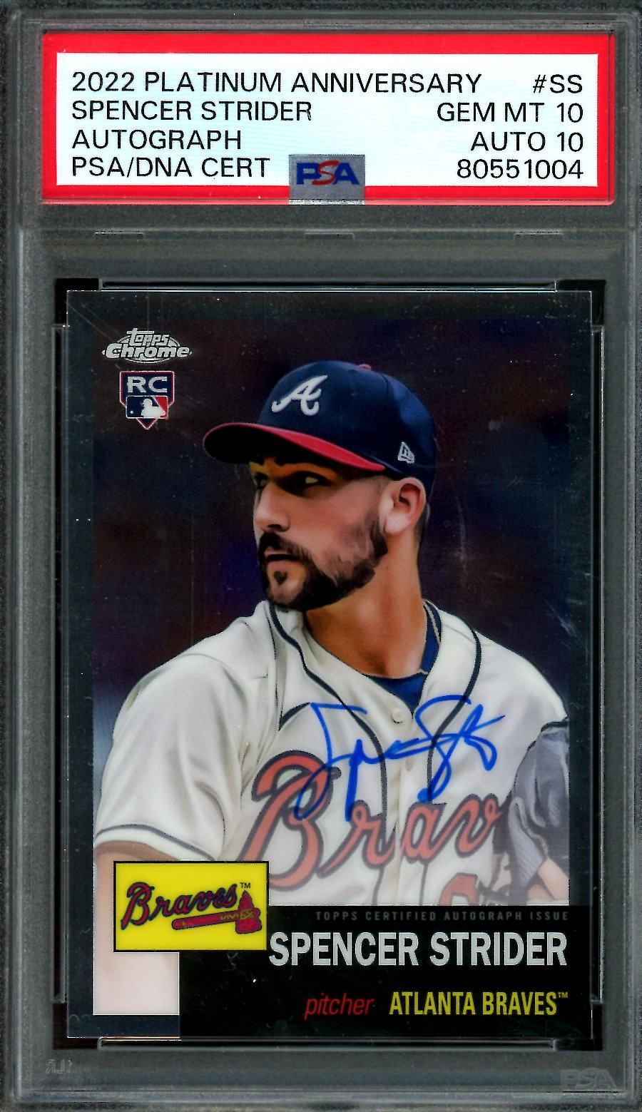 2022 Topps Platinum Anniversary Spencer Strider Rookie Autograph PSA 10 Braves
