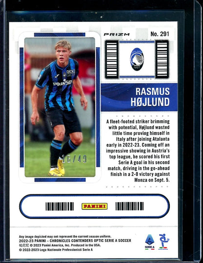 2022/23 Panini Contenders Optic Rasmus Hojlund Rookie Blue /49 Atalanta BC