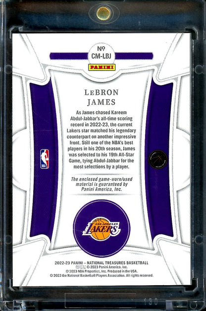 2022/23 Panini National Treasures LeBron James Century Materials Patch /25 Lakers