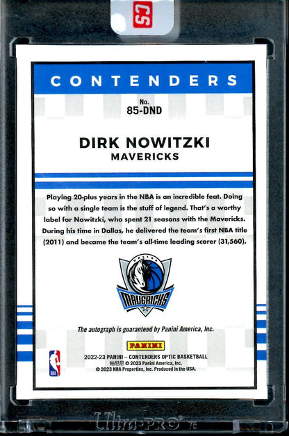 2022/23 Panini Contenders Optic Dirk Nowitzki Auto Mavericks