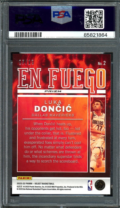 2022/23 Panini Select Luka Doncic En Fuego Gold /10 PSA 9 Mavericks