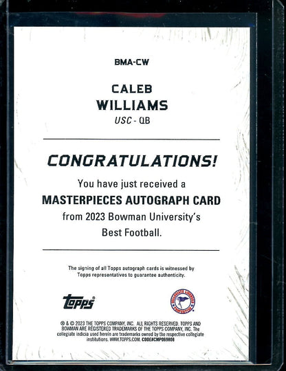 2023 Bowman's Best Caleb Williams Masterpieces Auto /75 USC